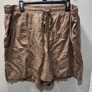 Cato Brown Cargo Shorts Relaxed Fit Elastic Waist, Sz 22/24